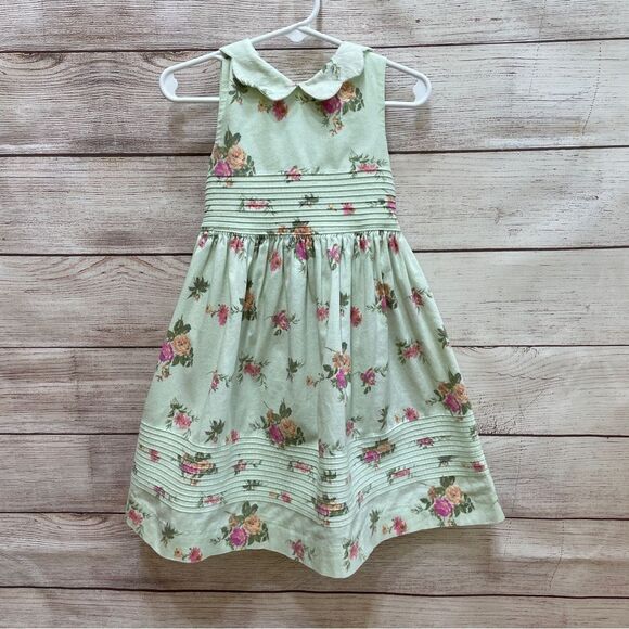 LAURA ASHLEY PINTUCKED FLORAL DRESS IN MINT GREEN - Picture 1 of 5